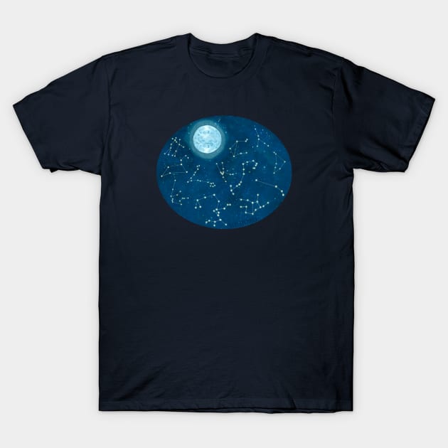 Moon Magic Zodiac Signs Constellations T-Shirt by Medoro design